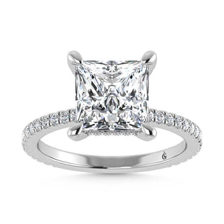 14K White Gold Labgrown Diamond 4 3/8 Ct.Tw. Princess Shape Engagement Ring