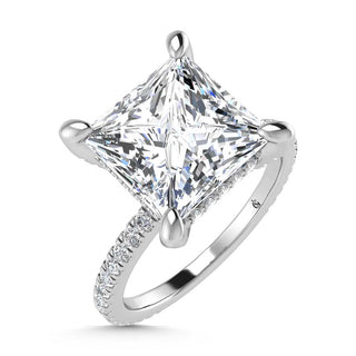 14K White Gold Labgrown Diamond 4 3/8 Ct.Tw. Princess Shape Engagement Ring