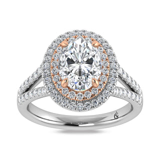 14K Two Tone Labgrown Diamond 2 5/8 Ct.Tw. Oval Shape Engagement Ring