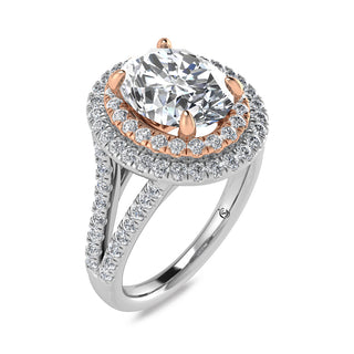 14K Two Tone Labgrown Diamond 2 5/8 Ct.Tw. Oval Shape Engagement Ring