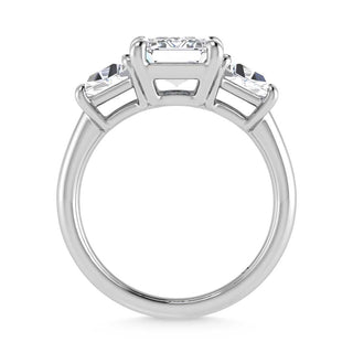 14K White Gold Lab Grown Diamond 4 1/5 Ct.Tw. Emerald Shape Three Stone Engagement Ring