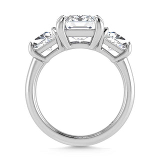 14K White Gold Lab Grown Diamond 5 5/8 Ct.Tw. Emerald Shape Three Stone Engagement Ring