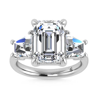 14K White Gold Lab Grown Diamond 7 Ct.Tw. Emerald Shape Three Stone Engagement Ring