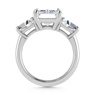 14K White Gold Lab Grown Diamond 7 Ct.Tw. Emerald Shape Three Stone Engagement Ring