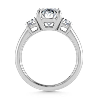 14K White Gold Lab Grown Diamond 3 5/8 Ct.Tw. Oval Shape Three Stone Engagement Ring