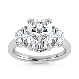 14K White Gold Lab Grown Diamond 4 3/4 Ct.Tw. Oval Shape Three Stone Engagement Ring