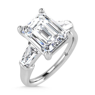 14K White Gold Lab Grown Diamond 2 5/8 Ct.Tw. Emerald Shape Three Stone Engagement Ring