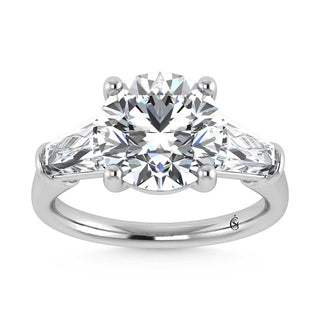 14K White Gold Lab Grown Diamond 5 3/4 Ct.Tw. Round Shape Three Stone Engagement Ring