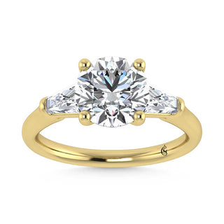 14K Yellow Gold Lab Grown Diamond 2 3/4 Ct.Tw. Round Shape Three Stone Engagement Ring