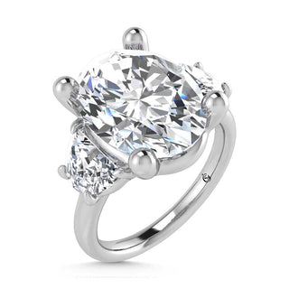 14K White Gold Lab Grown Diamond 6 Ct.Tw. Oval Shape Three Stone Engagement Ring