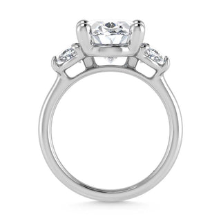 14K White Gold Lab Grown Diamond 6 Ct.Tw. Oval Shape Three Stone Engagement Ring