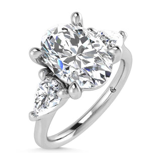 14K White Gold Lab Grown Diamond 2 5/8 Ct.Tw. Oval Shape Three Stone Engagement Ring
