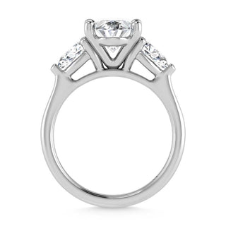 14K White Gold Lab Grown Diamond 2 5/8 Ct.Tw. Oval Shape Three Stone Engagement Ring
