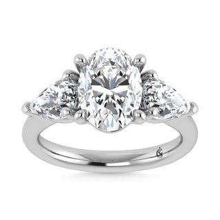 14K White Gold Lab Grown Diamond 4 1/2 Ct.Tw. Oval Shape Three Stone Engagement Ring