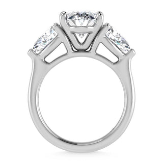 14K White Gold Lab Grown Diamond 4 1/2 Ct.Tw. Oval Shape Three Stone Engagement Ring