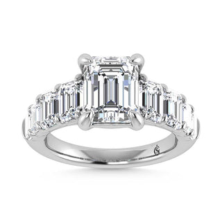 14K White Gold Lab Grown Diamond 5 1/2 Ct.Tw. Emerald Shape Engagement Ring
