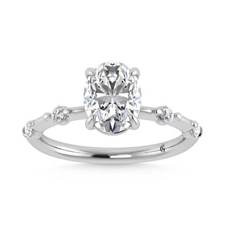 14K White Gold Lab Grown Diamond 2 1/6 Ct.Tw. Oval Shape Engagement Ring