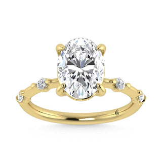 14K Yellow Gold Lab Grown Diamond 3 1/6 Ct.Tw. Oval Shape Engagement Ring