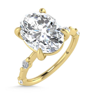 14K Yellow Gold Lab Grown Diamond 3 1/6 Ct.Tw. Oval Shape Engagement Ring