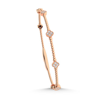 14K Rose Lab Grown 7/8 Ct.Tw. Clover Flexi Bangle