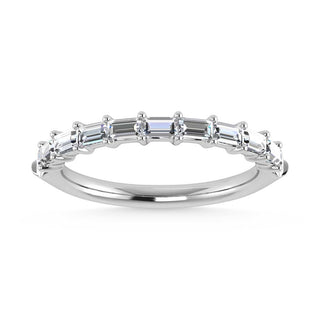 14K White Gold Lab Grown Diamond 1/3 Ct.Tw. Shared Prong Set Straight Baguette Stackable Band