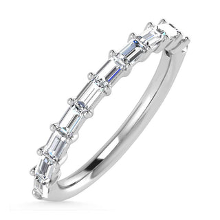14K White Gold Lab Grown Diamond 1/3 Ct.Tw. Shared Prong Set Straight Baguette Stackable Band