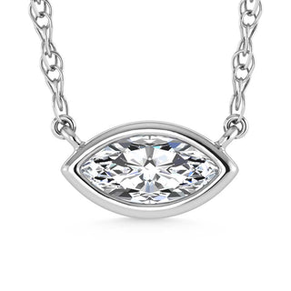 14K White Gold Lab Grown Diamond 1 Ct.Tw. Marquise Shape Solitaire Necklace - 16 inches