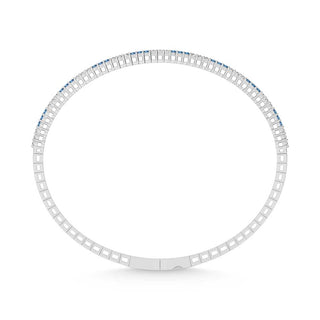 14K White Gold  1 Ct.Tw.  Alternate 3 white and 3 Blue Lab Grown Diamond Bangle