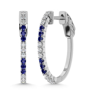 14K White Gold Lab Grown White and Blue Diamond 5/8 Ct.Tw. Earrings