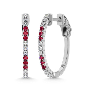 14K White Gold Lab Grown White and Pink Diamond 5/8 Ct.Tw. Earrings