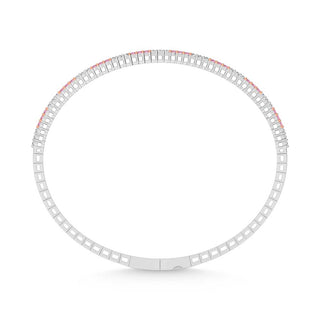 14K White Gold  1 Ct.Tw.  Alternate 3 white and 3 Pink Lab Grown Diamond Bangle