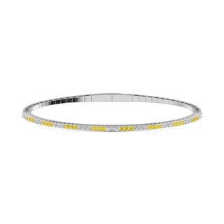 14K White Gold  1 Ct.Tw.  Alternate 3 white and 3 Yellow Lab Grown Diamond Bangle