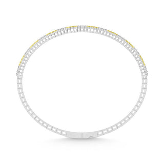 14K White Gold  1 Ct.Tw.  Alternate 3 white and 3 Yellow Lab Grown Diamond Bangle