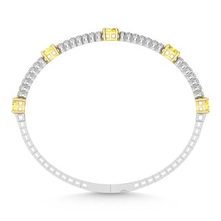 14K White Gold   3 5/8 Ct.Tw. white and Oval Shape Yellow Lab Grown Diamond Bangle