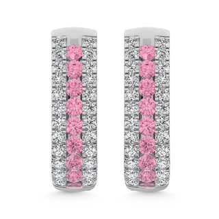 14K White Gold Lab Grown Diamond 1 Ct.Tw. Earrings (Center Row Pink Diamond)