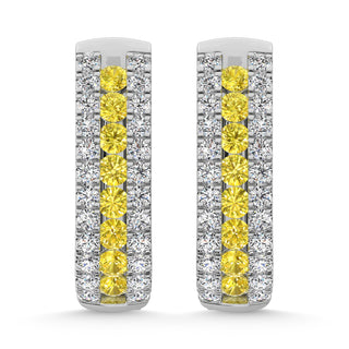 14K White Gold Lab Grown Diamond 1 Ct.Tw. Earrings (Center Row Yellow Diamond)