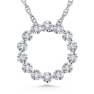 14K White Gold Lab Grown Diamond 1 Ct.Tw. Circle Pendant
