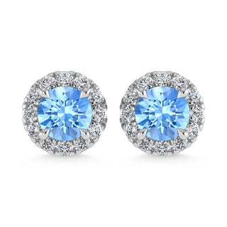 14K White Gold  2 3/4 Ct.Tw. White and Blue Lab Grown Diamond IGI Certified Stud Earrings