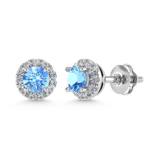 14K White Gold  2 3/4 Ct.Tw. White and Blue Lab Grown Diamond IGI Certified Stud Earrings