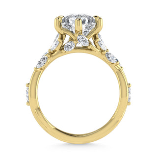 14K Yellow Gold Lab Grown Diamond 3 1/2 Ct.Tw. Marquise and Pear Engagement Ring (Center 3 ct)