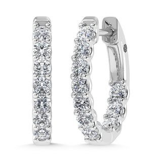 14K White Gold 1 Ct.Tw. Labgrown Diamond In and Our Hoop Earrings