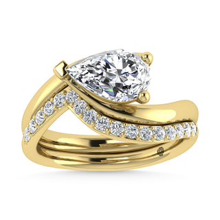 14K Yellow Gold 1 7/8 Ct.Tw. Labgrown Diamond Pear Shape Bridal Ring