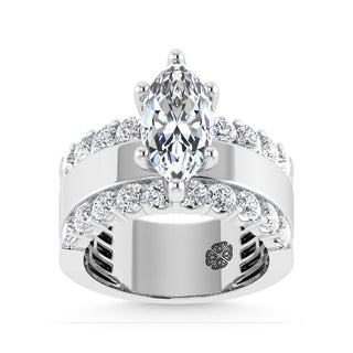 14K White Gold 3 1/2 Ct.Tw. Labgrown Diamond Marquise Shape Engagement Ring (IGI CERTIFIED CENTER)