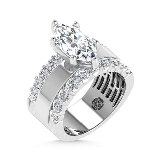 14K White Gold 3 1/2 Ct.Tw. Labgrown Diamond Marquise Shape Engagement Ring (IGI CERTIFIED CENTER)