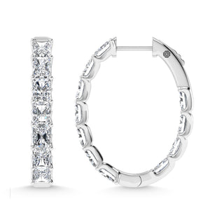 14K White Gold 2 3/4 Ct.Tw. Labgrown Diamond In and Out Vertical Radiant Shape Hoop Earring