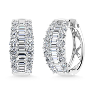14K White Gold 3 Ct.Tw. Labgrown Diamond Oval Shape Hoop Earring