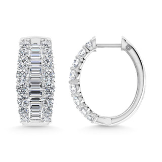 14K White Gold 3 Ct.Tw. Labgrown Diamond Oval Shape Hoop Earring