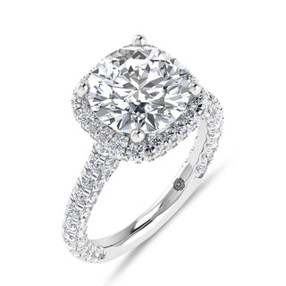 14K White Gold 5 7/8 Ct.Tw. Labgrown Diamond Halo Engagement Ring