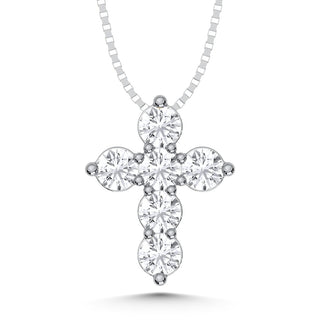 10K White Gold 1/2 Ct.Tw. Labgrown Diamond Cross Pendant