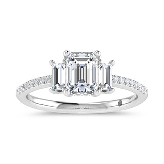 14K White Gold 1 1/4 Ct.Tw. Labgrown Diamond Three Stone Engagement Ring